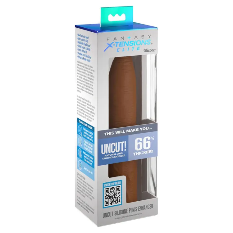 X-tensions Elite Uncut 7 in. Open-Ended Silicone Enhancement Sleeve Tan X-tensions Elite Uncut 7 in. Open-Ended Silicone Enhancement Sleeve Tan