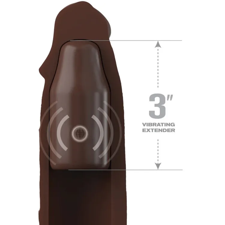 X-tensions Elite 9 in. Silicone Mega Extension Sleeve with Remote-Controlled 3 in. Vibrating Extender Brown X-tensions Elite 9 in. Silicone Mega Extension Sleeve with Remote-Controlled 3 in. Vibrating Extender Brown