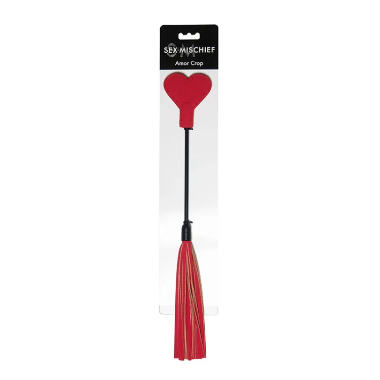 Amor Crop Heart-Shaped Dual-Ended Flogger Red Amor Crop Heart-Shaped Dual-Ended Flogger Red