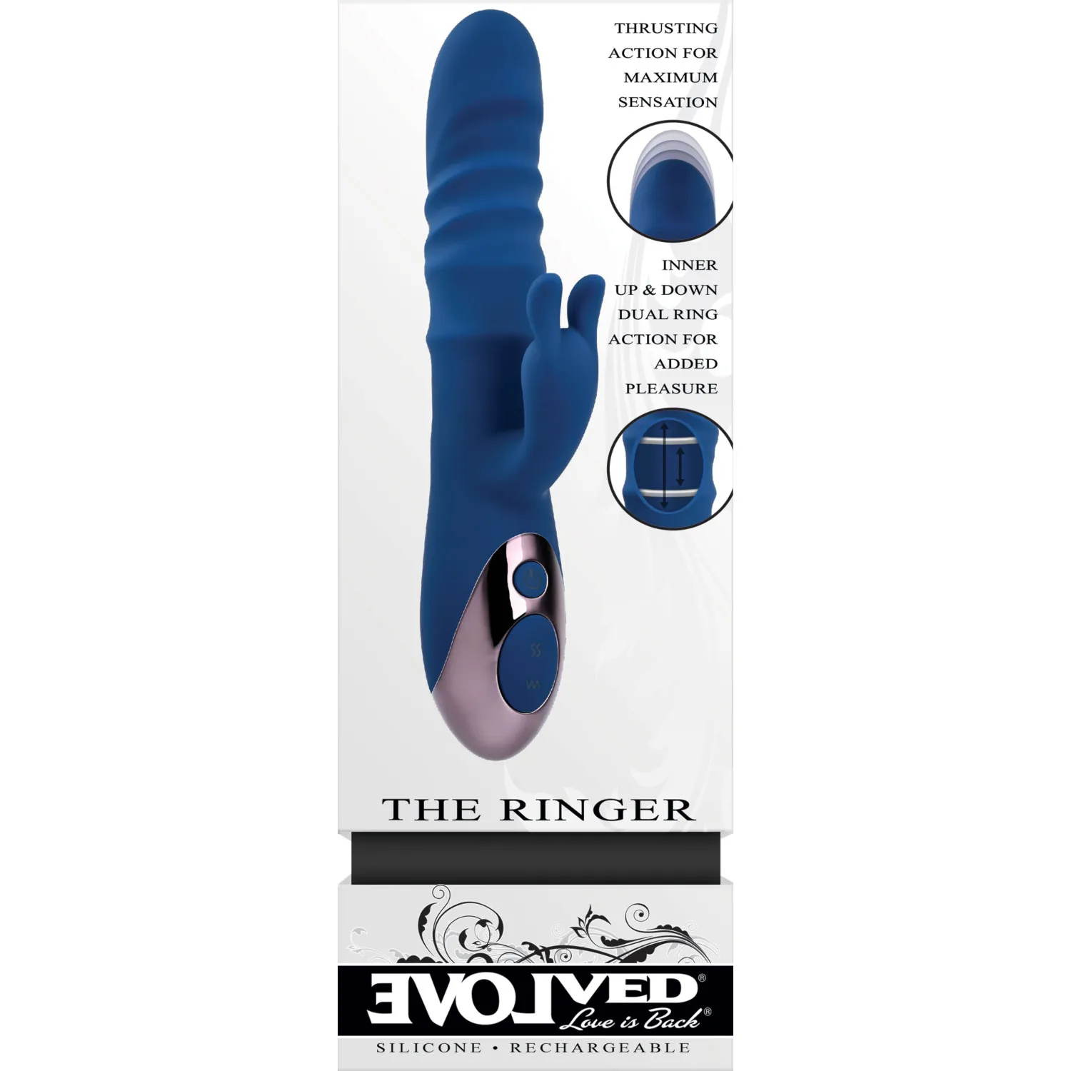 Thrusting Silicone Rabbit Vibrator with Dual Rings