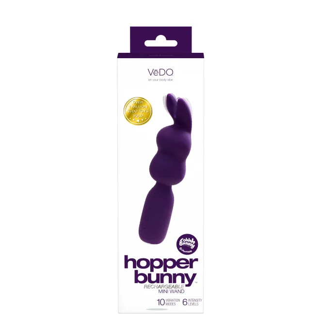 VeDO Hopper Bunny Silicone Mini Wand Vibrator Purple