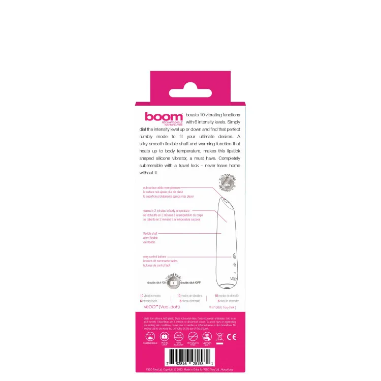 VeDO Boom Warming Silicone Slimline Vibrator Pink VeDO Boom Warming Silicone Slimline Vibrator Pink