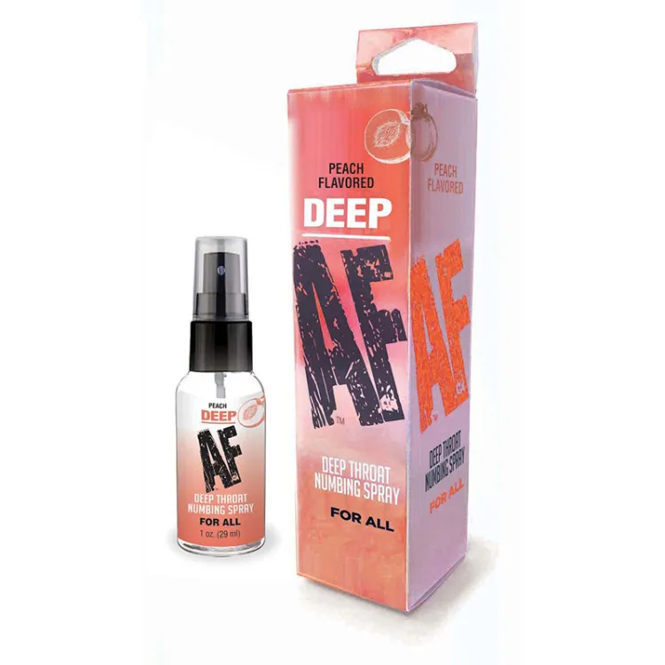 Deep AF Peach Flavored Deep Throat Numbing Spray 1 oz. Deep AF Peach Flavored Deep Throat Numbing Spray 1 oz.