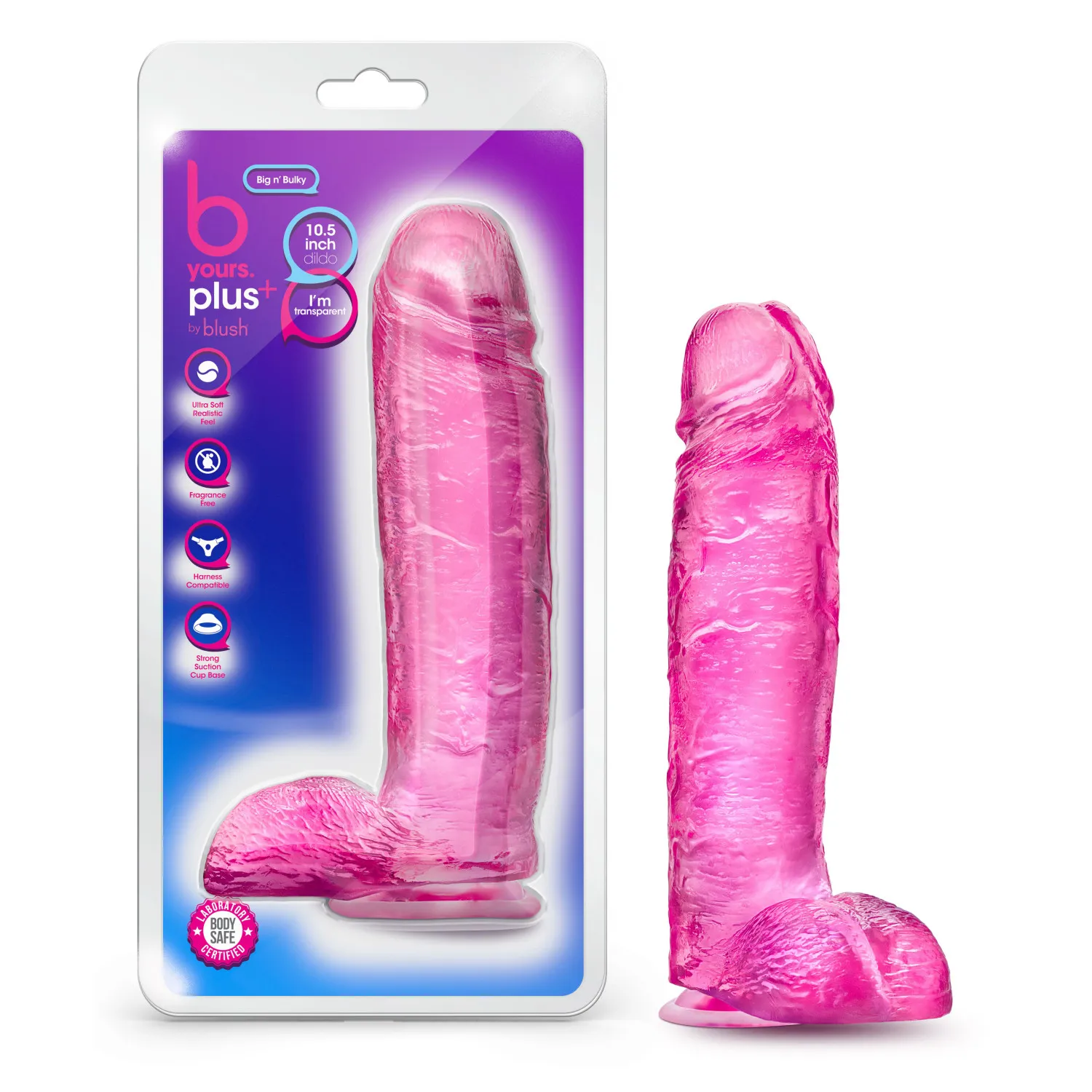 10.5 in. Realistic Dildo with Balls Pink