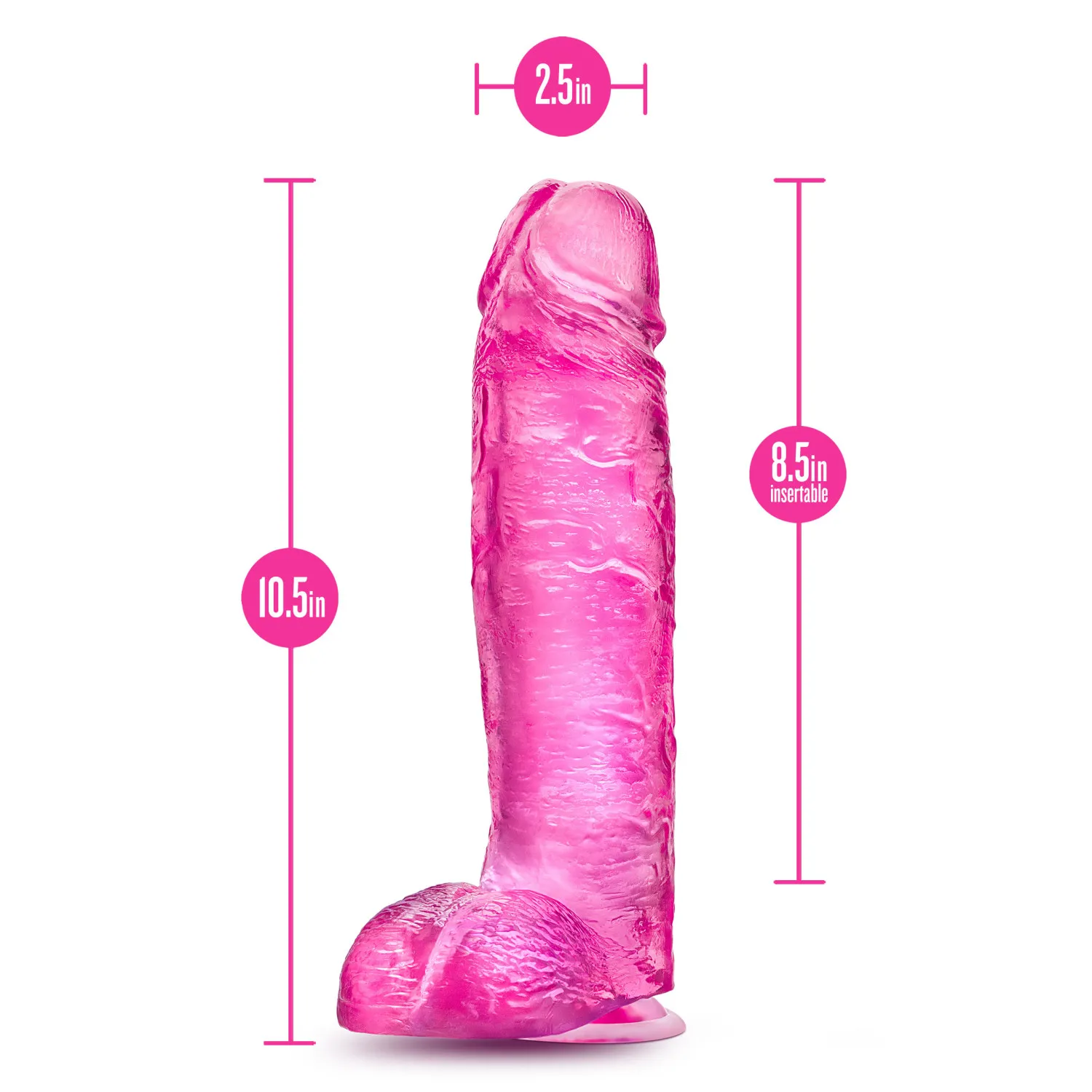 10.5 in. Realistic Dildo with Balls Pink