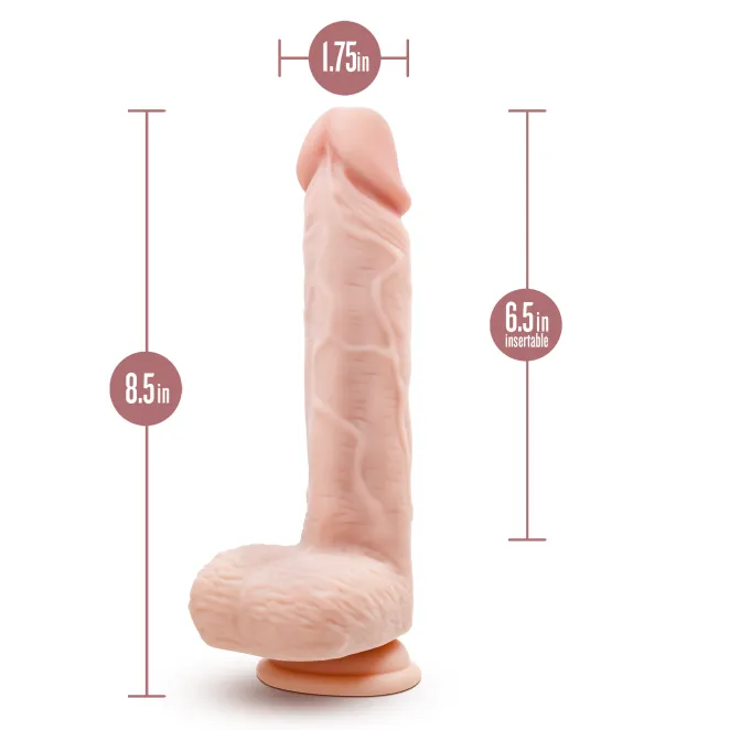 8.5 Inch Realistic Gyrating & Vibrating Silicone Dildo with Remote Beige