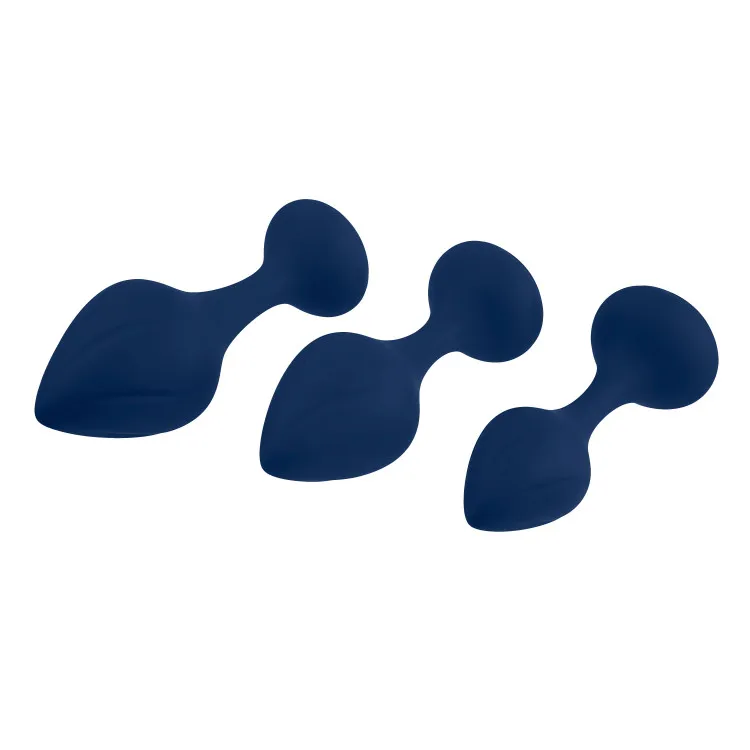 Anal Training Butt Plug Kit 3-Pc Navy Anal Training Butt Plug Kit 3-Pc Navy
