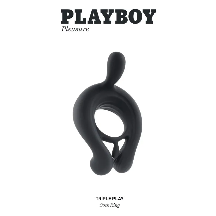 Playboy Triple Play Remote-Controlled Vibrating Cock Ring with Clit Stimulator Playboy Triple Play Remote-Controlled Vibrating Cock Ring with Clit Stimulator