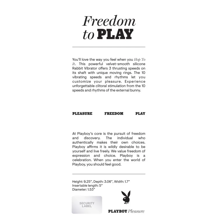 Playboy Hop To It Thrusting Silicone Dual Stimulation Vibrator Playboy Hop To It Thrusting Silicone Dual Stimulation Vibrator