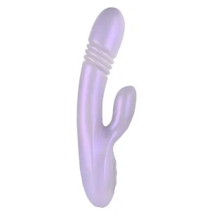 Playboy Bumping Bunny Thrusting Warming Silicone Dual Stim Vibrator Opal