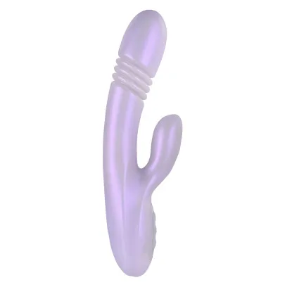 Playboy Bumping Bunny Thrusting Warming Silicone Dual Stim Vibrator Opal