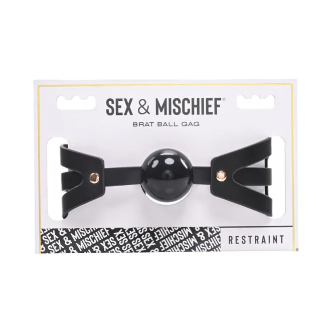 Brat Adjustable Silicone Ball Gag with Faux Leather Strap
