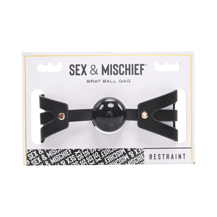 Brat Adjustable Silicone Ball Gag with Faux Leather Strap Brat Adjustable Silicone Ball Gag with Faux Leather Strap