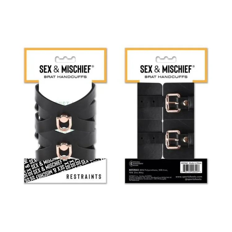 Brat Faux Leather Handcuffs & Rose Gold Chain Brat Faux Leather Handcuffs & Rose Gold Chain