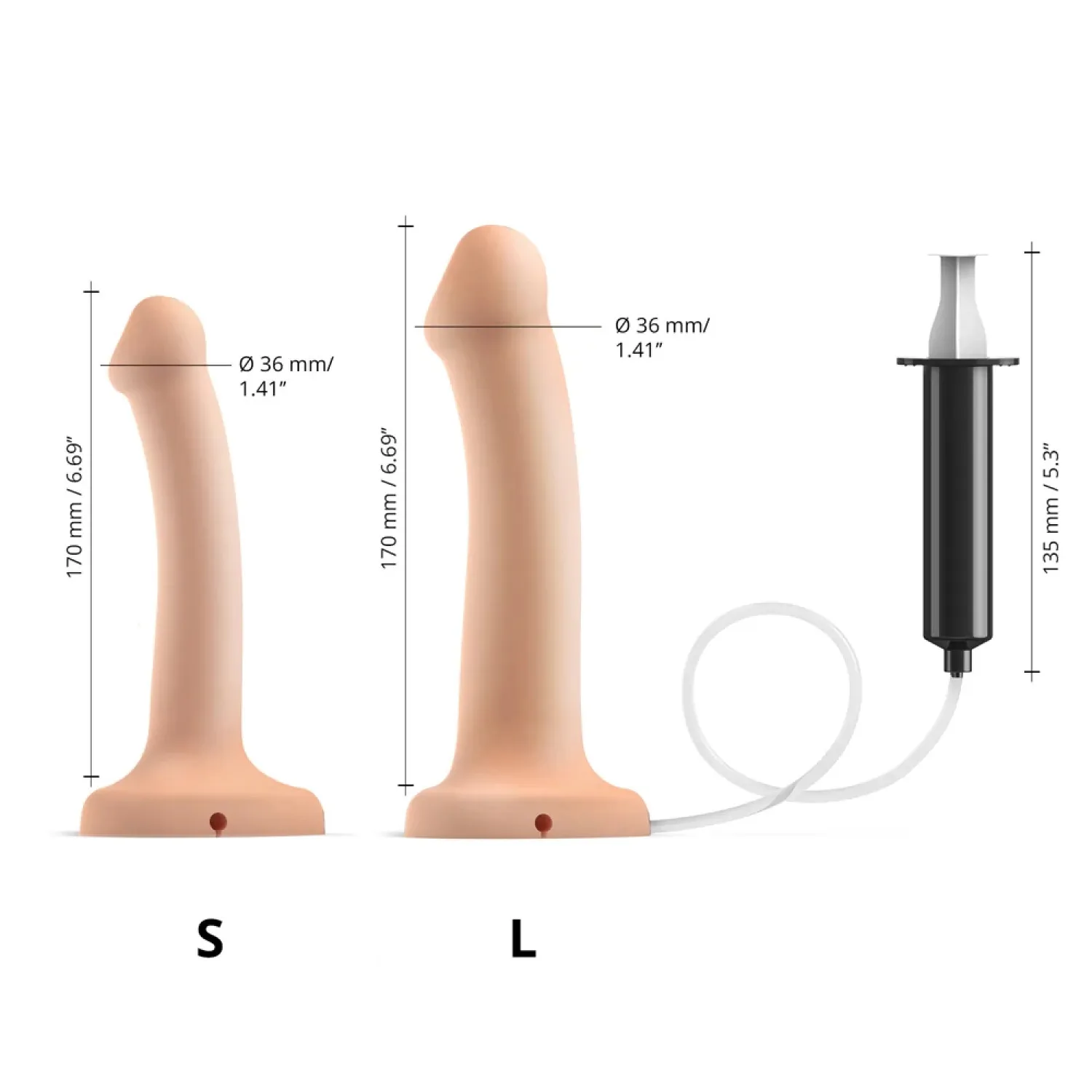 Strap-On-Me Squirting Cum Semi-Realistic Silicone Dildo Vanilla S