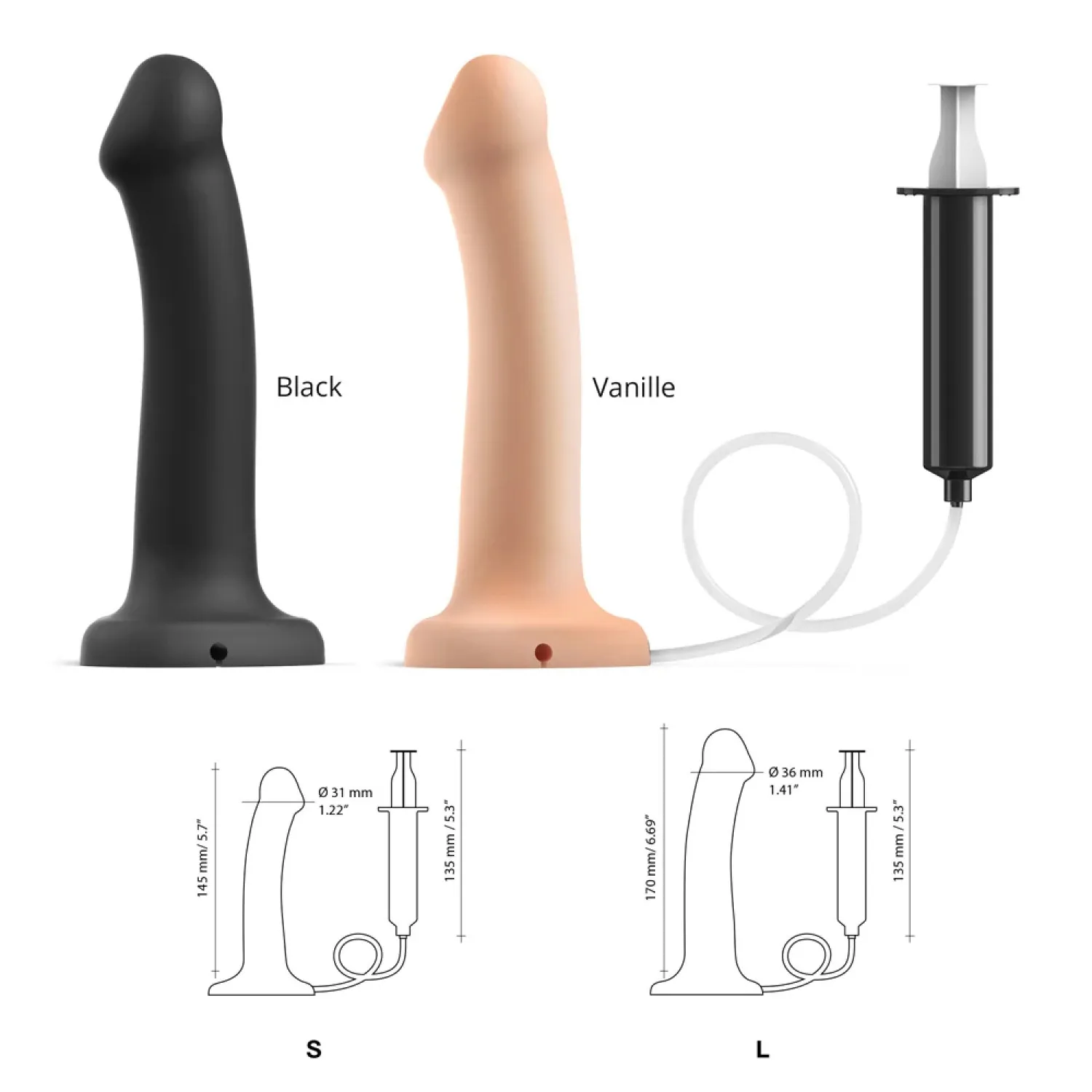 Strap-On-Me Squirting Cum Semi-Realistic Silicone Dildo Vanilla S