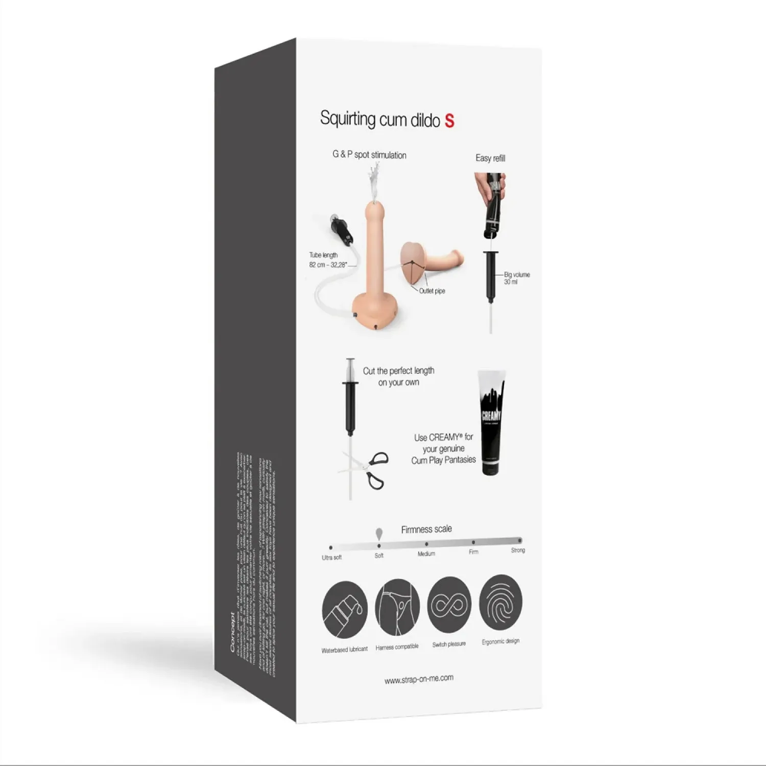 Strap-On-Me Squirting Cum Semi-Realistic Silicone Dildo Vanilla S