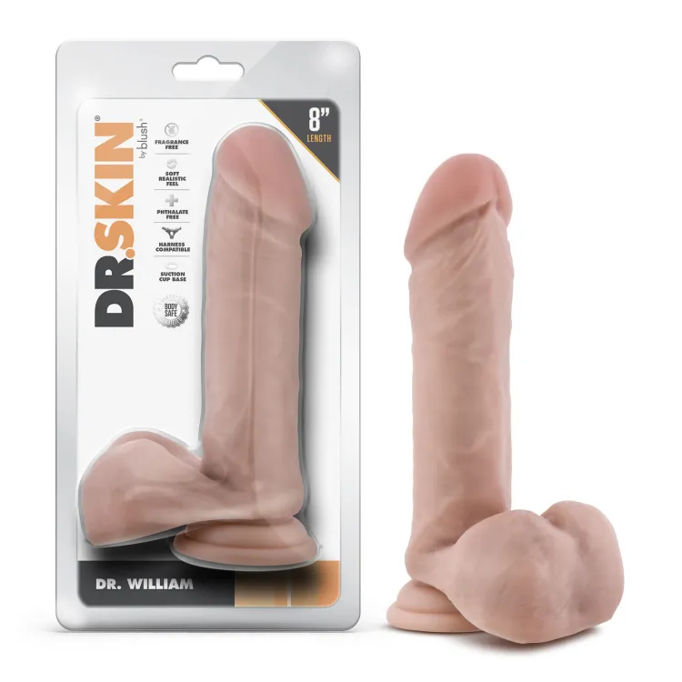 8 in. Dr. Skin Dr. William Realistic Dildo with Balls Beige 8 in. Dr. Skin Dr. William Realistic Dildo with Balls Beige