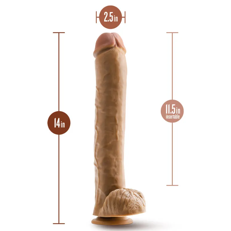 14 in. Realistic Dildo with Balls Tan 14 in. Realistic Dildo with Balls Tan