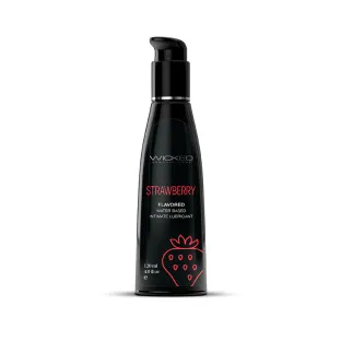 Wicked Aqua Strawberry Water-Based Flavored Lubricant 4 oz.