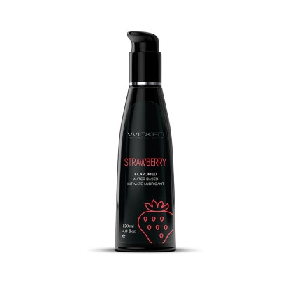 Wicked Aqua Strawberry Water-Based Flavored Lubricant 4 oz.