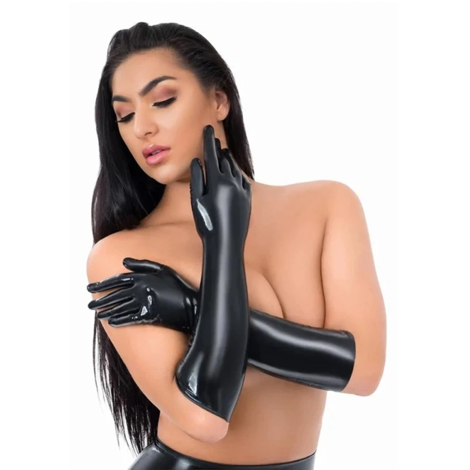 Me You Us Black Latex Full Length Gloves