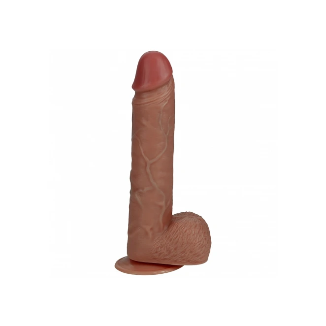 8 Inch RealRock Ultra Realistic Vibrating and Thrusting Dildo with Balls Tan
