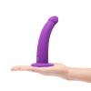 Together Tilt 7 in. Vibrating Silicone Dildo & Strap-On Harness Set Purple
