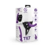 Together Tilt 7 in. Vibrating Silicone Dildo & Strap-On Harness Set Purple