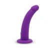 Together Tilt 7 in. Vibrating Silicone Dildo & Strap-On Harness Set Purple