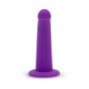 Together Tilt 7 in. Vibrating Silicone Dildo & Strap-On Harness Set Purple
