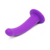 Together Tilt 7 in. Vibrating Silicone Dildo & Strap-On Harness Set Purple