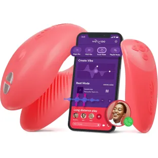 We-Vibe Chorus App and Remote Controlled Rechargeable Couple's Vibrator Coral