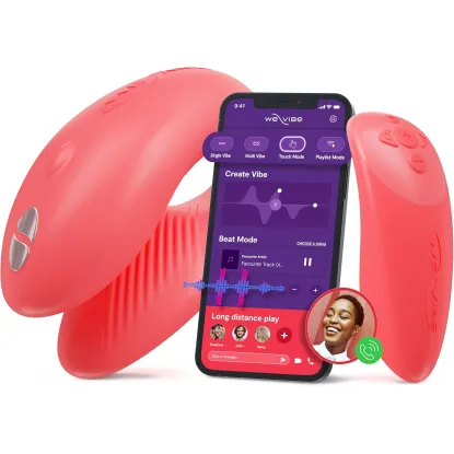 We-Vibe Chorus App and Remote Controlled Rechargeable Couple's Vibrator Coral