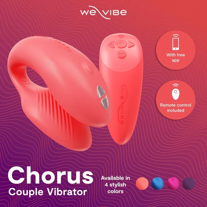 We-Vibe Chorus App and Remote Controlled Rechargeable Couple's Vibrator Coral