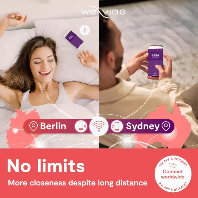 We-Vibe Chorus App and Remote Controlled Rechargeable Couple's Vibrator Coral