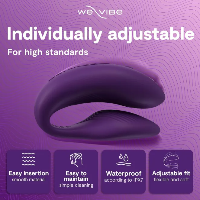 We-Vibe Chorus App and Remote Controlled Rechargeable Couple's Vibrator Purple
