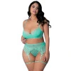 Magic Silk Caribbean Crush Demi Bra & Thong with Garter Set Aqua Glow