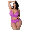 Magic Silk Butterfly Fantasies Bra, Garter & Thong Set Neon Purple