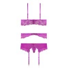 Magic Silk Butterfly Fantasies Bra, Garter & Thong Set Neon Purple