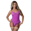 Magic Silk Butterfly Fantasies Basque & Cheeky Panty Set Neon Purple