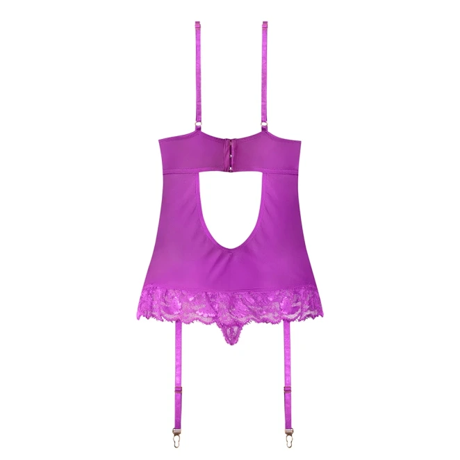 Magic Silk Butterfly Fantasies Basque & Cheeky Panty Set Neon Purple