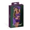 Magic Silk Glimmer Wrap Bralette, Booty Shorts & Sleeve Set Purple Disco