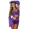 Magic Silk Glimmer Wrap Bralette, Booty Shorts & Sleeve Set Purple Disco