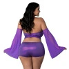 Magic Silk Glimmer Wrap Bralette, Booty Shorts & Sleeve Set Purple Disco