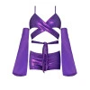 Magic Silk Glimmer Wrap Bralette, Booty Shorts & Sleeve Set Purple Disco