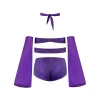 Magic Silk Glimmer Wrap Bralette, Booty Shorts & Sleeve Set Purple Disco