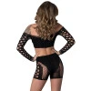 Magic Silk Seamless Crop Top & Short Set Black with Rhinestones