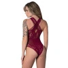 Magic Silk Seamless Crotchless Teddy Burgundy