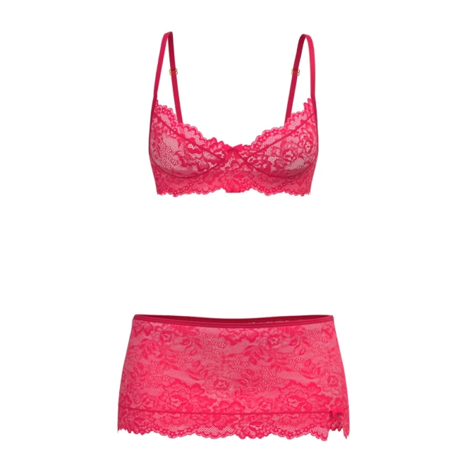 Magic Silk Get It Girl Bra, Skirt & Thong Set Diva Pink